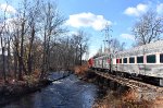 Polar Express train crossing the Whippany River 